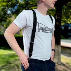 linoryt trolejbus - triko pánské bílé