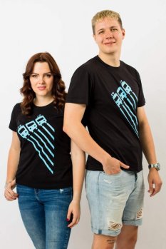 Trakce tyrkysové - triko černé pánské