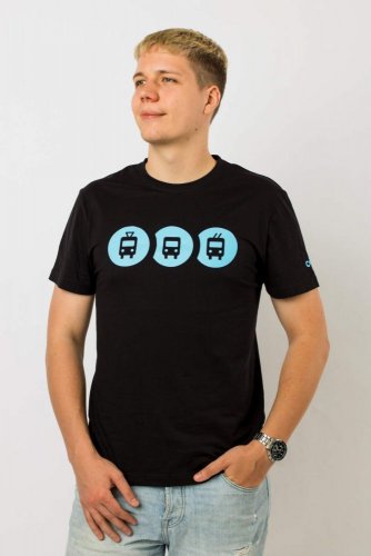 Ikony trakcí tyrkysové - triko pánské černé - Velikost oblečení: M